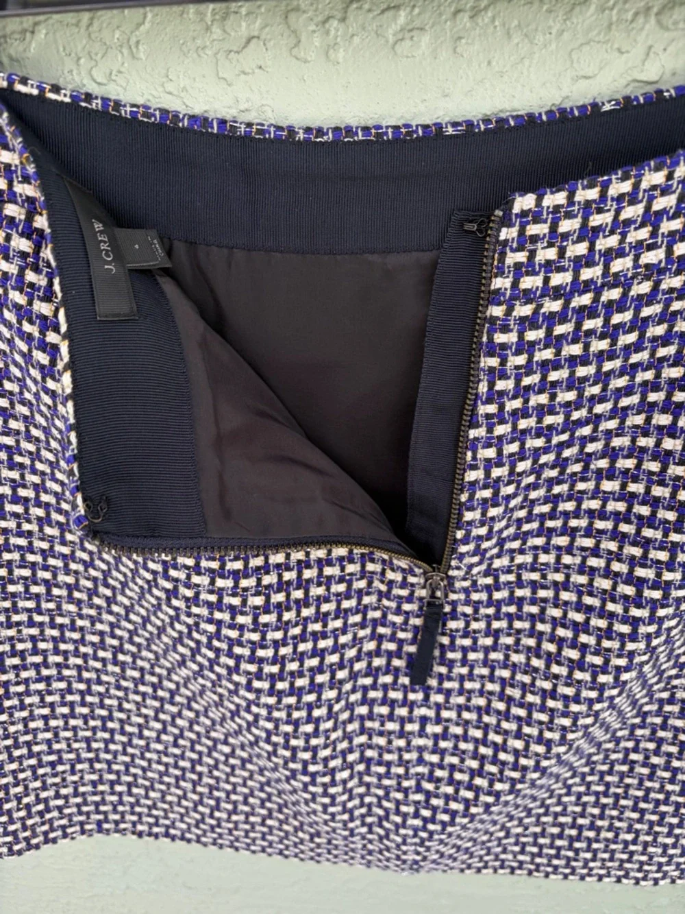 Crew Tweed Silk Blend Purple Gold Postage Stamp Mini Skirt Sz 4